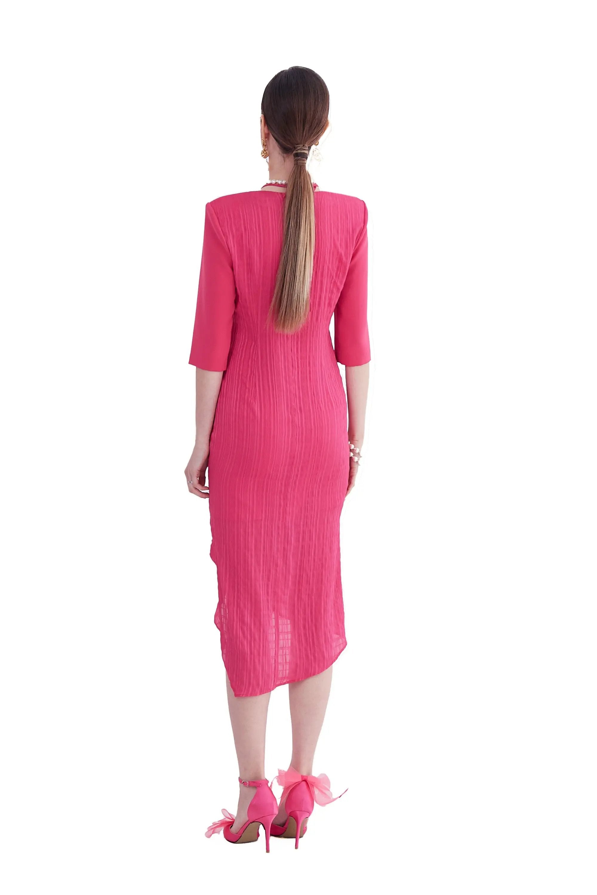 Wrinkle wrapped hip skirt dress for women's summer solid color slim fit short skirt ULA